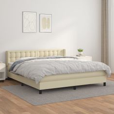 Greatstore Box spring postel s matrací krémová 180x200 cm umělá kůže