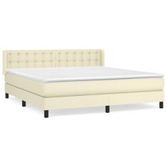 Greatstore Box spring postel s matrací krémová 180x200 cm umělá kůže