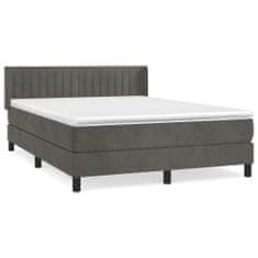 Vidaxl Box spring postel s matrací tmavě šedá 140x200 cm samet