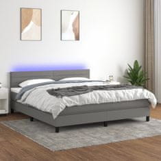 Greatstore Box spring postel s matrací a LED tmavě šedá 180x200 cm textil