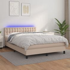 Greatstore Box spring postel matrace a LED cappuccino 140x190cm umělá kůže