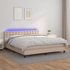 Petromila Box spring postel matrace a LED cappuccino 180x200cm umělá kůže