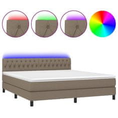 Greatstore Box spring postel s matrací a LED taupe 180x200 cm textil