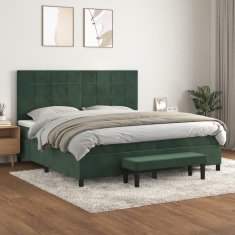 Petromila Box spring postel s matrací tmavě zelená 200x200 cm samet