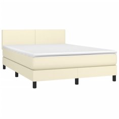 Greatstore Box spring postel s matrací krémová 140x190 cm umělá kůže