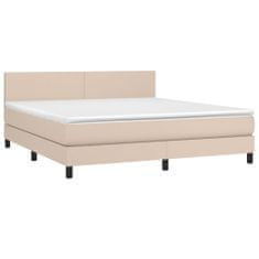 Greatstore Box spring postel matrace a LED cappuccino 160x200cm umělá kůže