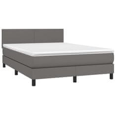 Petromila Box spring postel s matrací šedá 140x200 cm umělá kůže