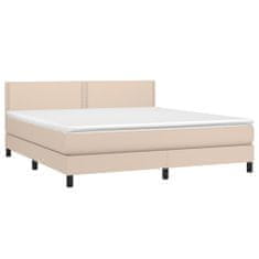 Greatstore Box spring postel matrace a LED cappuccino 180x200cm umělá kůže