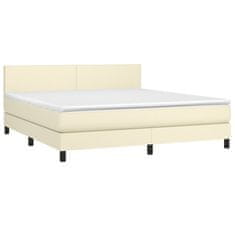 Greatstore Box spring postel s matrací krémová 180x200 cm umělá kůže