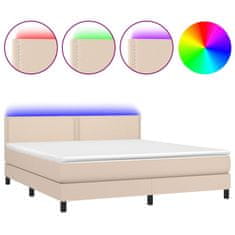 Petromila Box spring postel matrace a LED cappuccino 160x200cm umělá kůže