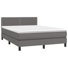 Greatstore Box spring postel s matrací šedý 140 x 190 cm umělá kůže