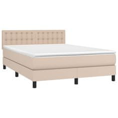 Greatstore Box spring postel matrace a LED cappuccino 140x190cm umělá kůže