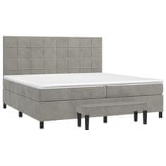 Greatstore Box spring postel s matrací světle šedá 200x200 cm samet