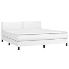 Greatstore Box spring postel s matrací bílá 160x200 cm umělá kůže