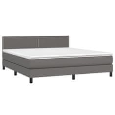 Greatstore Box spring postel s matrací šedá 160x200 cm umělá kůže