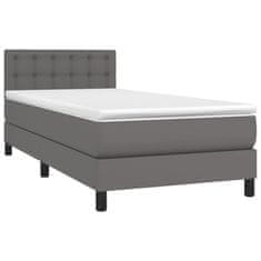 Greatstore Box spring postel s matrací šedá 100x200 cm umělá kůže