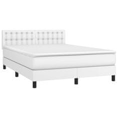 Greatstore Box spring postel s matrací bílá 140 x 190 cm umělá kůže