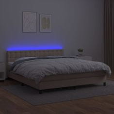 Vidaxl Box spring postel matrace a LED cappuccino 180x200cm umělá kůže