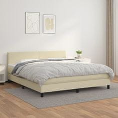 Greatstore Box spring postel s matrací krémová 180x200 cm umělá kůže