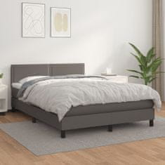 Greatstore Box spring postel s matrací šedý 140 x 190 cm umělá kůže