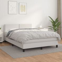 Greatstore Box spring postel s matrací bílá 140x200 cm umělá kůže