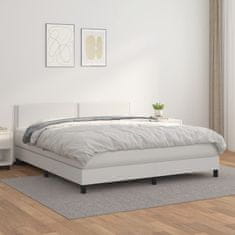 Greatstore Box spring postel s matrací bílá 160x200 cm umělá kůže