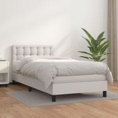 Greatstore Box spring postel s matrací bílá 100x200 cm umělá kůže