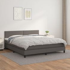 Greatstore Box spring postel s matrací šedá 180x200 cm umělá kůže