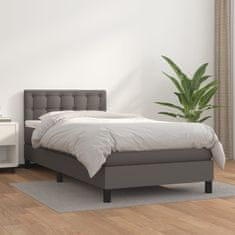 Greatstore Box spring postel s matrací šedá 100x200 cm umělá kůže