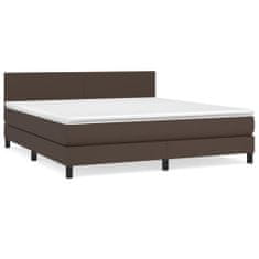 Greatstore Box spring postel s matrací hnědá 180x200 cm umělá kůže