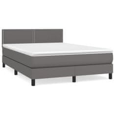 Greatstore Box spring postel s matrací šedý 140 x 190 cm umělá kůže