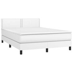 Greatstore Box spring postel s matrací bílá 140x200 cm umělá kůže