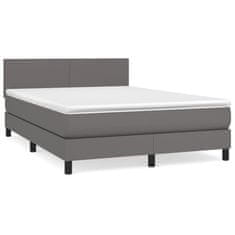 Greatstore Box spring postel s matrací šedý 140 x 190 cm umělá kůže