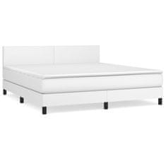 Greatstore Box spring postel s matrací bílá 180x200 cm umělá kůže