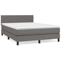 Petromila Box spring postel s matrací šedá 140x200 cm umělá kůže