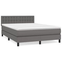 Greatstore Box spring postel s matrací šedý 140 x 190 cm umělá kůže