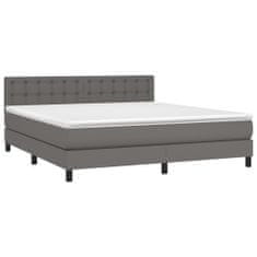 Greatstore Box spring postel s matrací šedá 160x200 cm umělá kůže