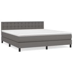 Greatstore Box spring postel s matrací šedá 160x200 cm umělá kůže