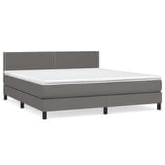 Greatstore Box spring postel s matrací šedá 180x200 cm umělá kůže