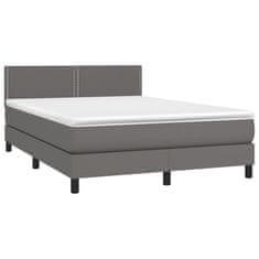 Greatstore Box spring postel s matrací šedá 140x200 cm umělá kůže