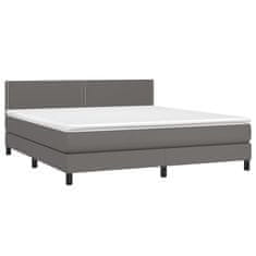 Greatstore Box spring postel s matrací šedá 180x200 cm umělá kůže