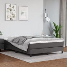 Greatstore Box spring postel s matrací šedý 140 x 190 cm umělá kůže