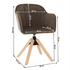 KONDELA Otočné křeslo, velvet látka, šedohnědá taupe / buk, DALIO