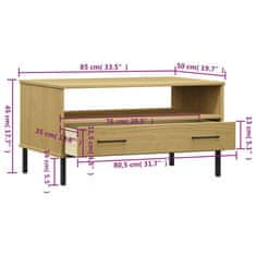 Greatstore Konferenční stolek kovové nohy hnědý 85 x 50 x 45 cm masiv OSLO