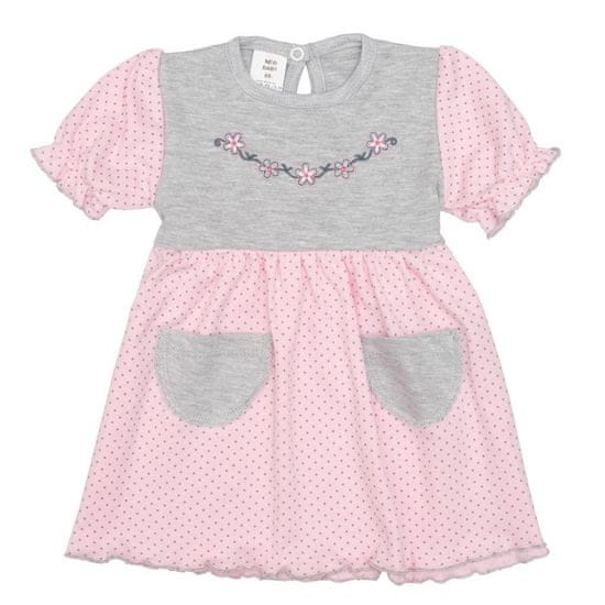 NEW BABY Nové dětské letní šaty růžovo-šedé 80 (9-12m)