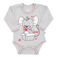NEW BABY New Baby Mouse Dětské body s dlouhým rukávem Grey 74 (6-9m)