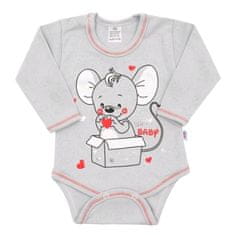 NEW BABY New Baby Mouse Dětské body s dlouhým rukávem Grey 80 (9-12m)