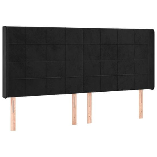 Vidaxl Čelo postele typu ušák černé 203x16x118/128 cm samet