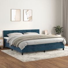 Vidaxl Box spring postel s matrací tmavě modrá 200x200 cm samet