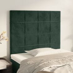 Vidaxl Čelo postele 2 ks tmavě zelené 80 x 5 x 78/88 cm samet